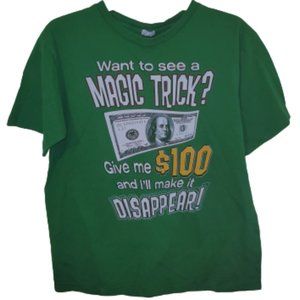 Green 100 Dollar Magic Trick Money T Shirt M